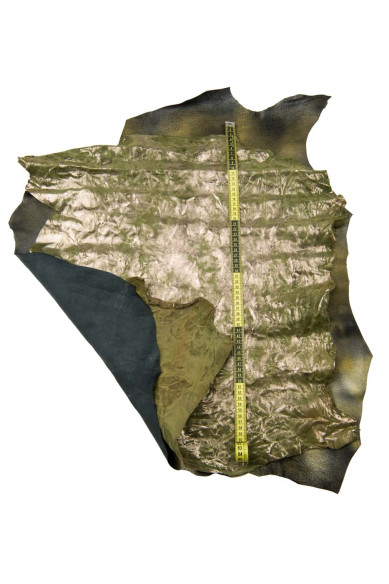 2 pelli ABBINATE tono verde, set di 2 pelli sportive stropicciate e stampa CRACKLE ideali per artigiani