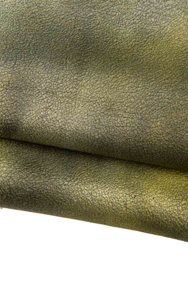 2 pelli ABBINATE tono verde, set di 2 pelli sportive stropicciate e stampa CRACKLE ideali per artigiani