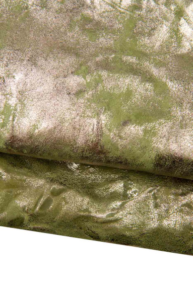 2 pelli ABBINATE tono verde, set di 2 pelli sportive stropicciate e stampa CRACKLE ideali per artigiani