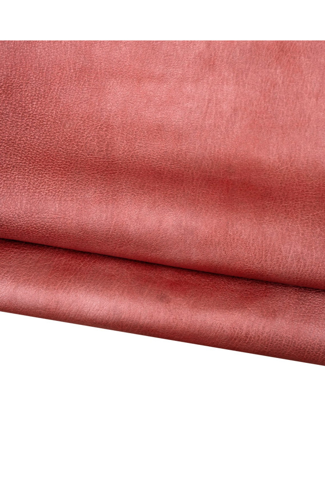 Red PEARLIZED leather hide, tiny...