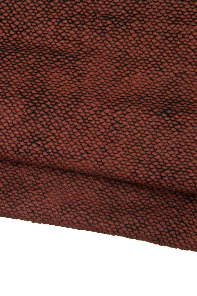 Pelle vitello stampa SQUAMA INTAGLIATA effetto tessuto, marrone nera, morbida per hobbisti