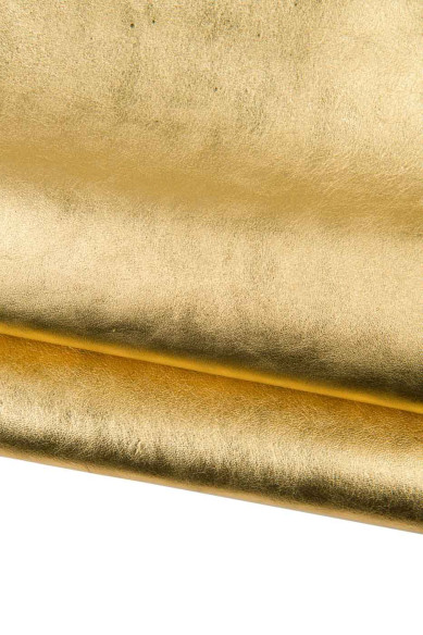 Pellame liscio ORO, laminata morbida, pelle di agnello metallizzata liscia, 0.7 - 0.9 mm ideale per hobbisti