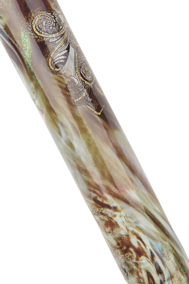 Pellame stampa BAROCCA marrone crema oro, lucido iridescente con glitter, capra VERNICIATA, per artigiani e hobbisti