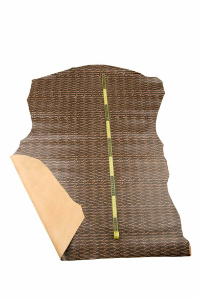 Brown and tan REPTILE embossed leather hide, snake printed cowhide, matt calfskin for diy projects
