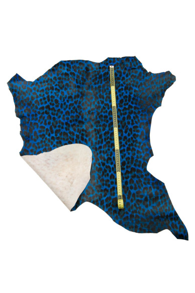 Pellame CAVALLINO animalier blu - nero, pelle pony stampa LEOPARDO, vitello stampato ghepardo per hobbisti