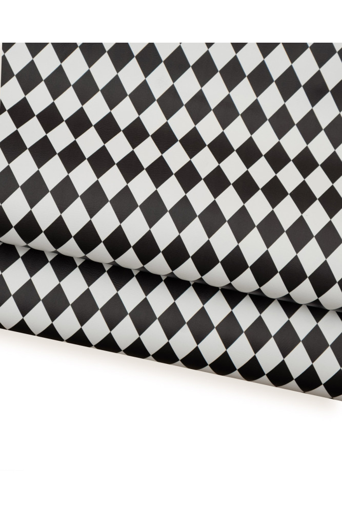 Pellame a ROMBI bianco nero, vitello...