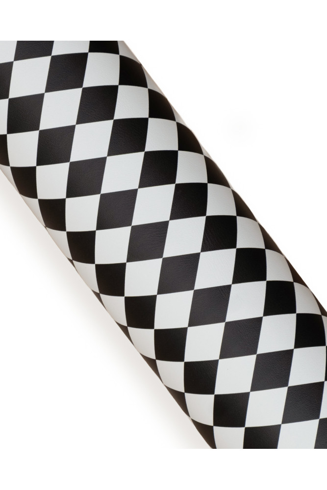 Black white DIAMOND printed leather...