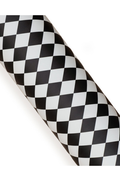 Pellame a ROMBI bianco nero, vitello stampa geometrica, pellame opaco 1.4 - 1.6 mm