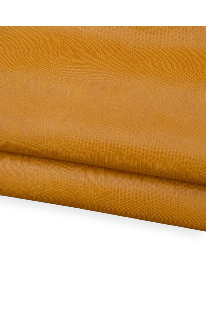 Yellow LIZARD printed leather hide,...