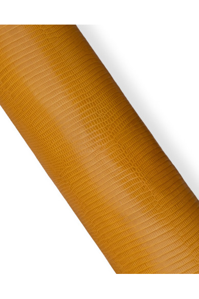 Yellow LIZARD printed leather hide, semi-glossy reptile embossed cowhide, classic soft calfskin for crafters, 1.0 - 1.1 mm