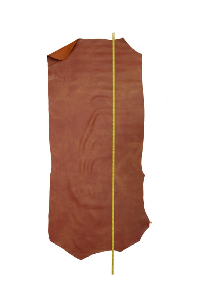 Pelle rosso mattone con GRANA dollaro, vitello morbido laminato con GLITTER oro 1.0 -1.2 mm