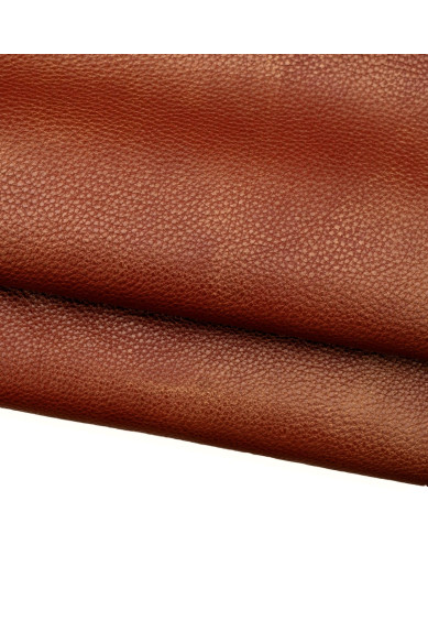 Brick red PEBBLE grain printed cowhide, soft metallic gold glitter leather hide, calfskin 1.0 - 1.2 mm