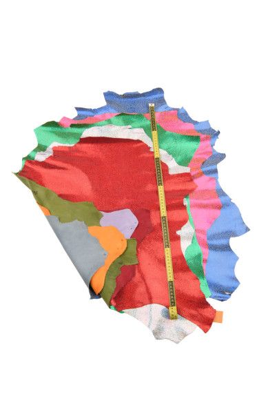 Iridescent CRACKLE printed leather skin, metallic goatskin, bright shiny hide