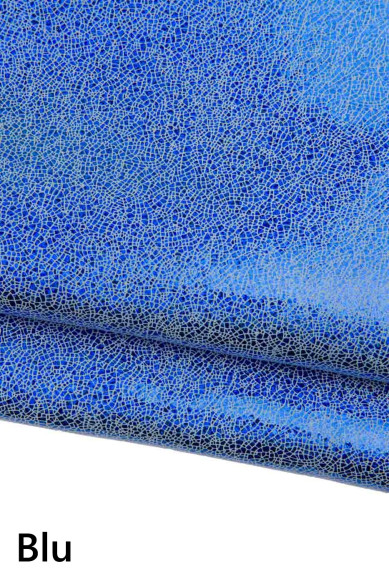 Iridescent CRACKLE printed leather skin, metallic goatskin, bright shiny hide