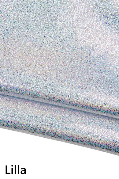 Pelle IRIDESCENTE stampa crackle, capra laminata crack, pellame metallizzato luminoso