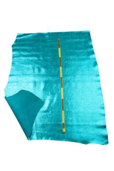 Turchoise LIZARD leather hide, embossed metallic cowhide, animal printed soft calfskin 1.3-1.4 mm