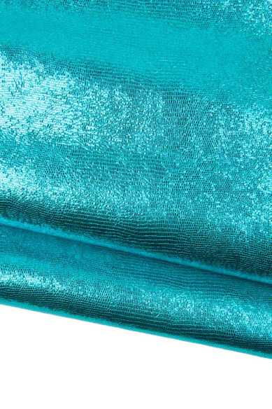 Turchoise LIZARD leather hide, embossed metallic cowhide, animal printed soft calfskin 1.3-1.4 mm