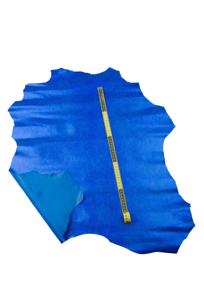 Blue metallic leather skin, CRACKLED...