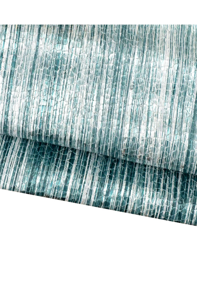 Turquoise STRIPED leather skin,...