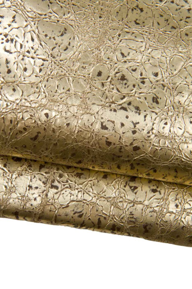 Bundle of 3 TOP QUALITY leather skins, platinum metallic textured goatskins, assorted as per picture