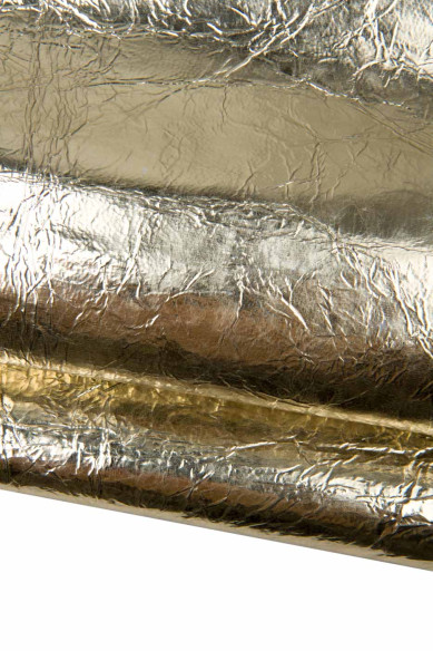 Bundle of 3 TOP QUALITY leather skins, platinum metallic textured goatskins, assorted as per picture