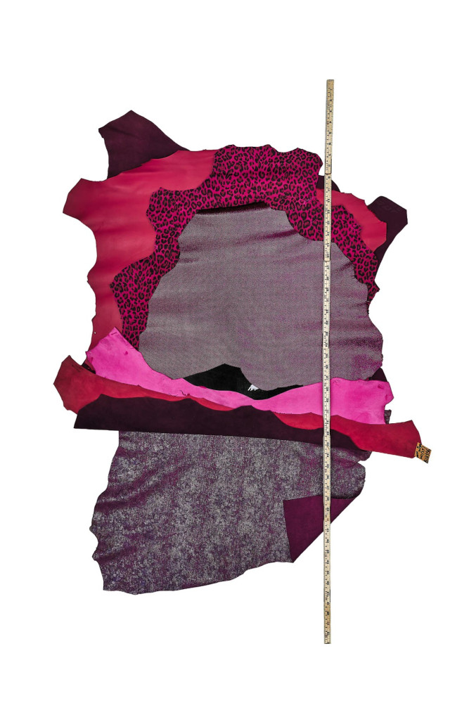 Lotto di 5 pelli fuxia e viola, capre...