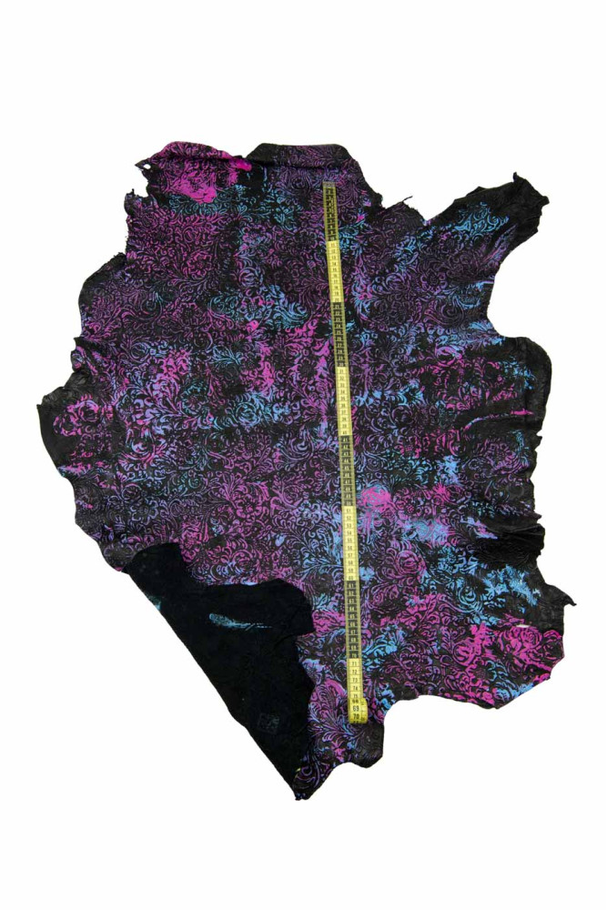 Black FLORAL hand painted  leather...