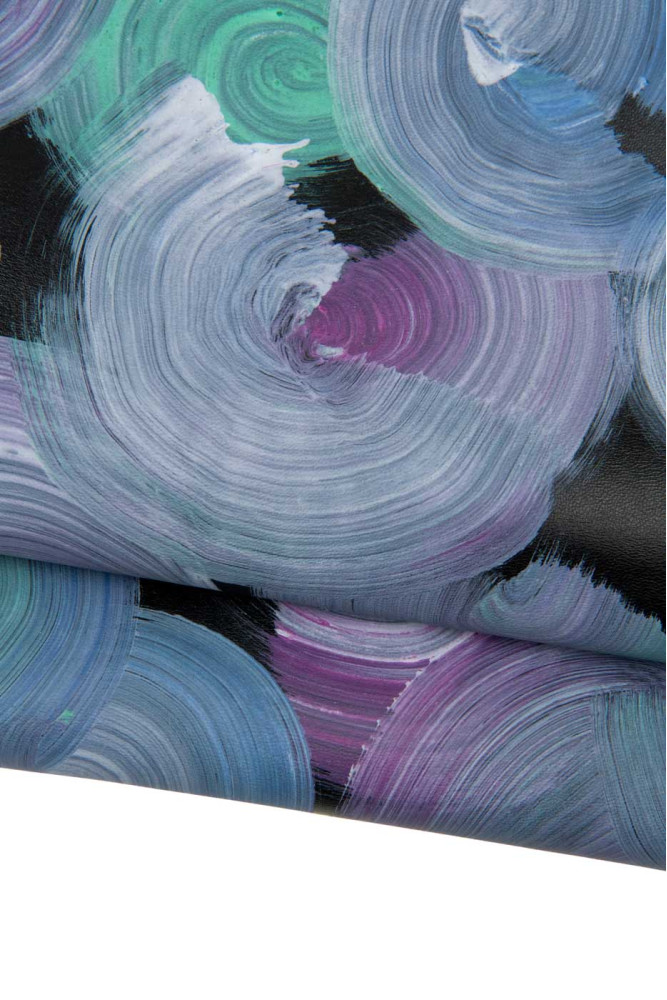 Pelle DIPINTA viola-verde su base...