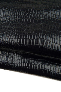 Black CROCODILE embossed...