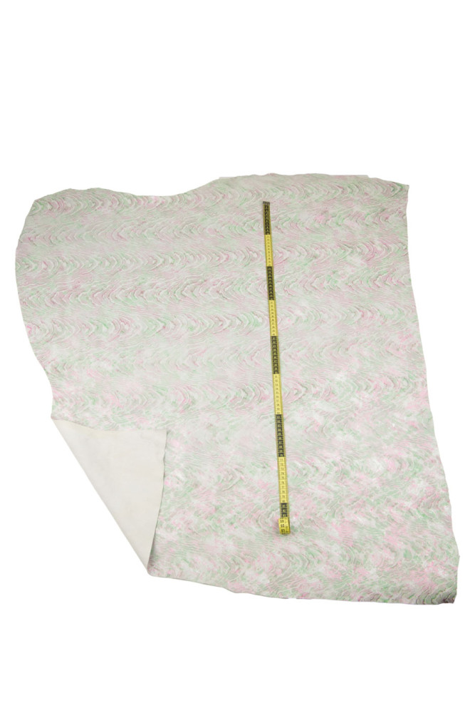 Zebra printed leather skin, green and...