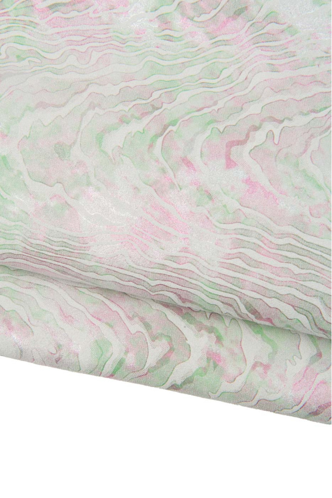 Zebra printed leather skin, green and...