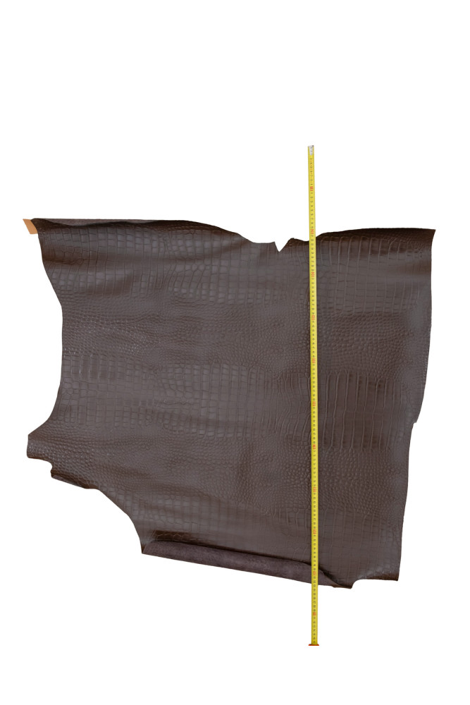 Brown CROCODILE embossed leather...