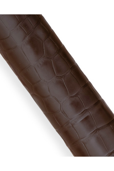 Brown CROCODILE embossed leather hide, matt croc printed calfskin, semi-stiff cowhide for diy projects