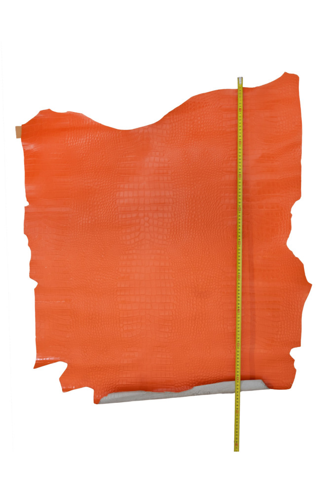Orange CROCODILE embossed leather...