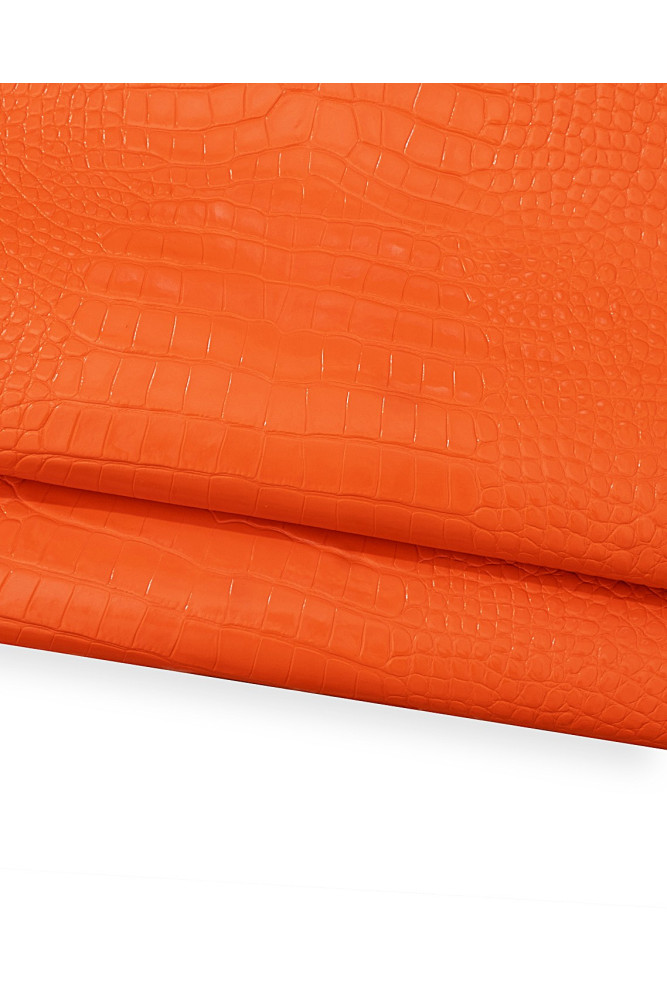 Orange CROCODILE embossed leather...