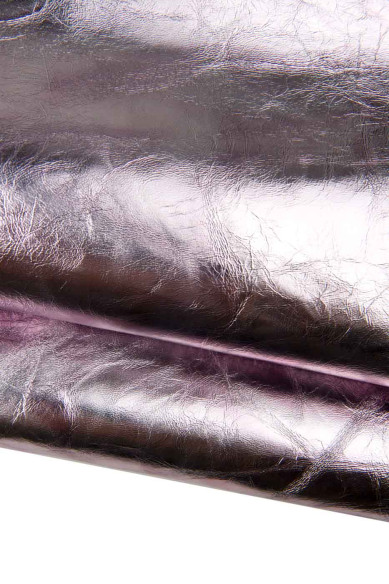 2 pelli di lusso abbinate come da foto : capra laminata STROPICCIATA lilla e pellame stampa PITONE rosa e nero