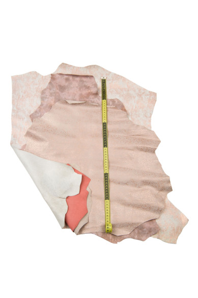 Lotto 3 pelli ROSA, assortimento pellami laminati stampati, pelli metallizzate morbide, ideali per il fai da te  B18310-MT(ST)