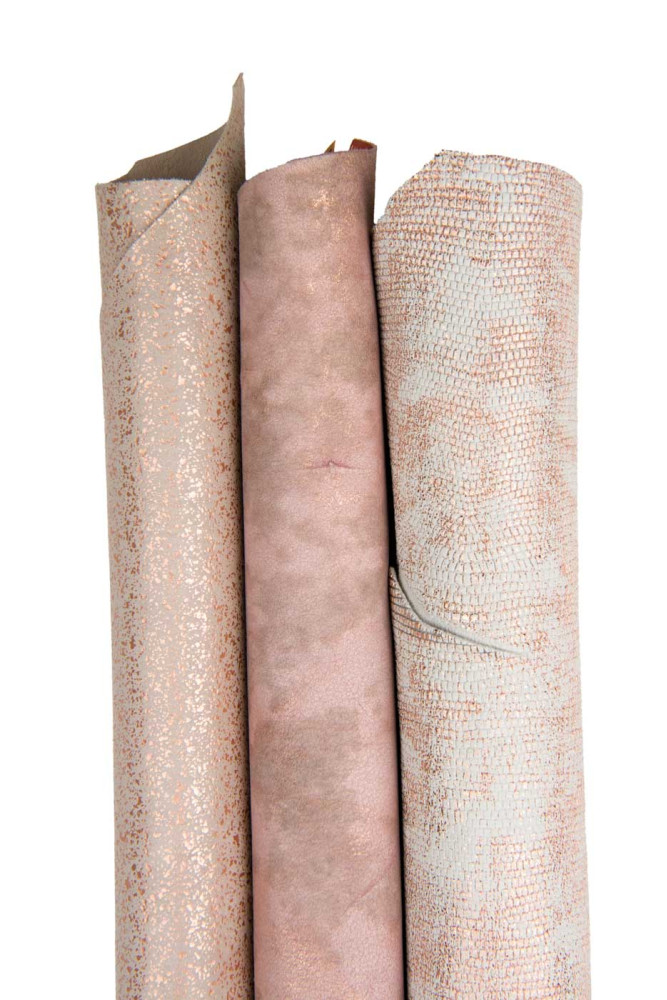 Bundle of 3 PINK leather skins,...