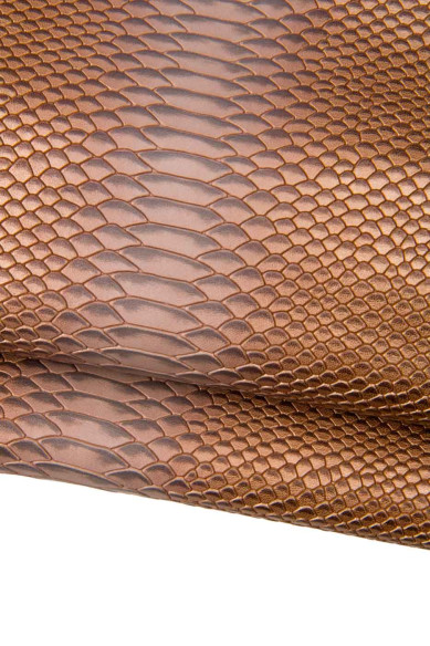 Bundle of 3 pink luxury soft goatskins, metallic textured REPTILE / WRINKLED effect matching leather skins for crafters