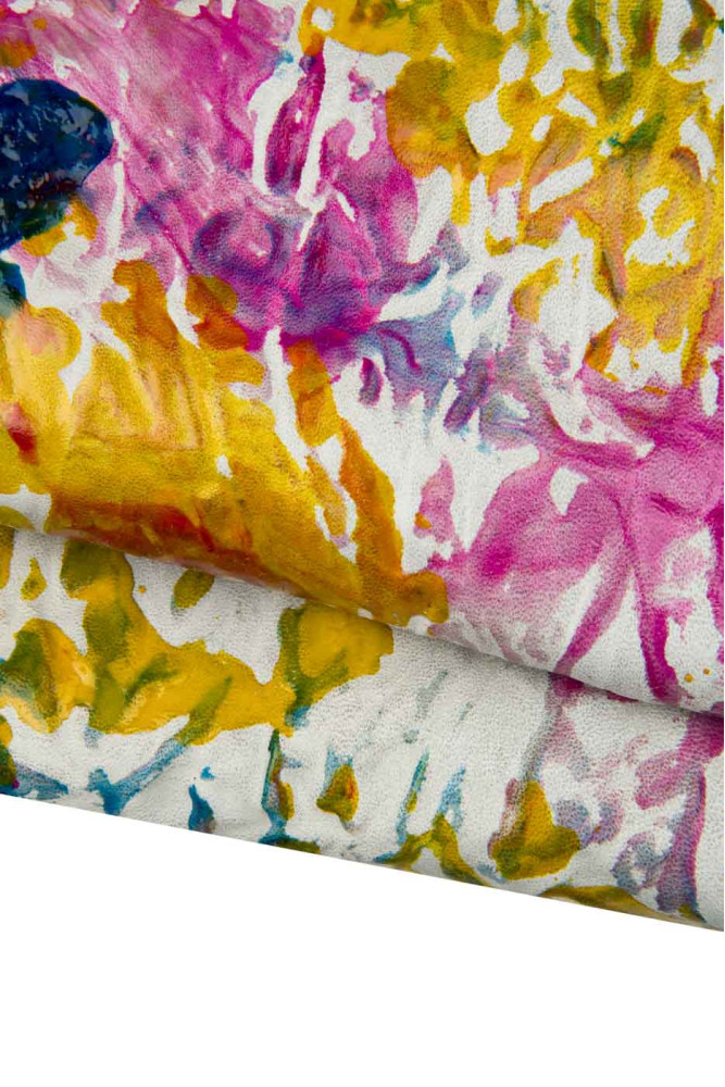 Multicolor HAND-PAINTED leather skin,...