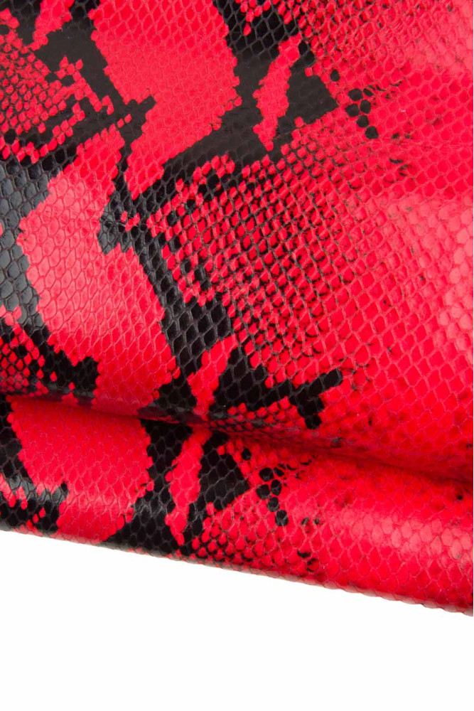 Red black PYTHON textured leather...