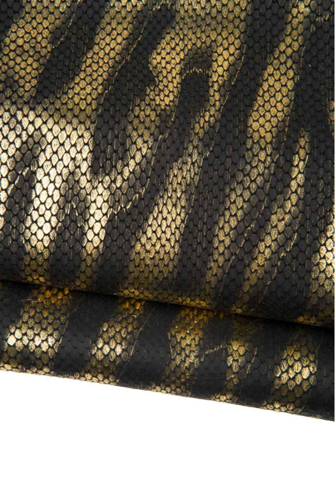 Metallic REPTILE embossed leather...