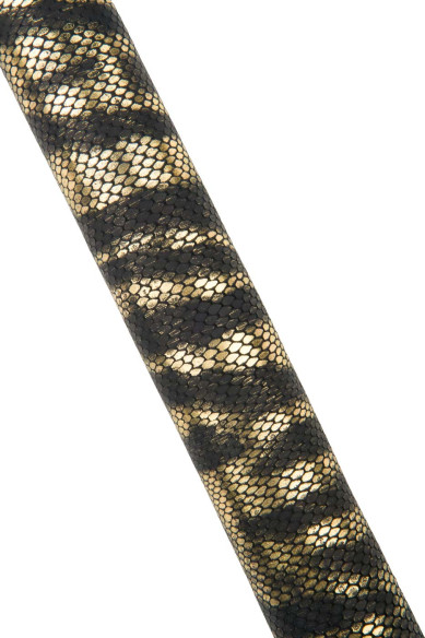 Pelle stampata RETTILE oro - nero, vitello motivo pitone stampa simil ZEBRA, pellame laminato decorato