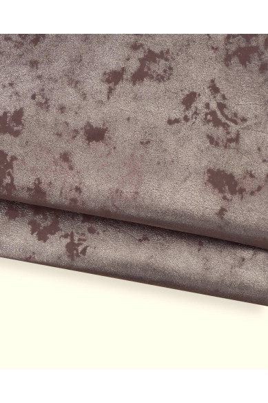 Purple mauve leather skin, GLITTER metallic aged distressed suede goatskin, soft hide